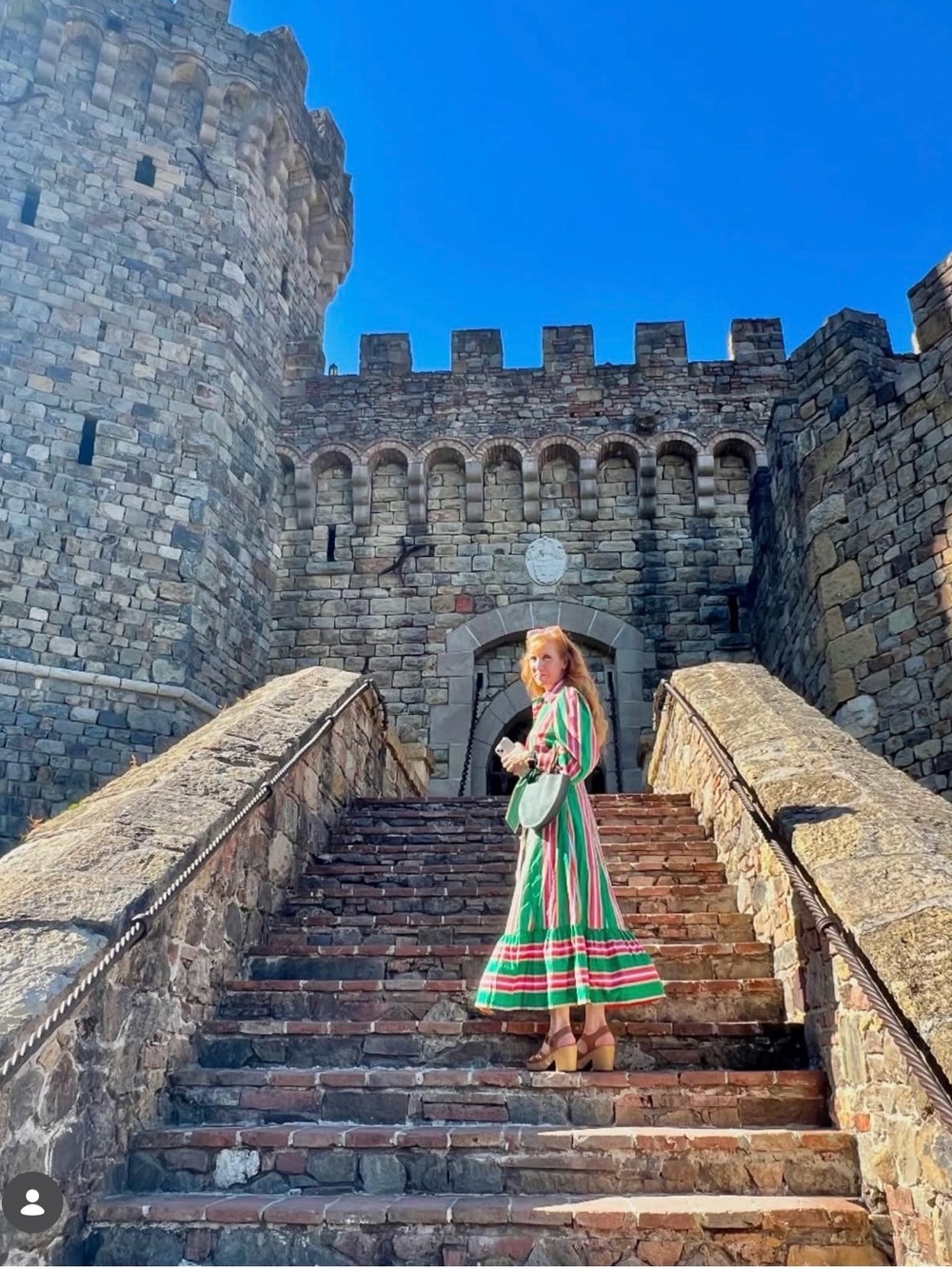 Boden Green Striped Maxi Dress with Pink and White Accents - Picture 3 of 3
